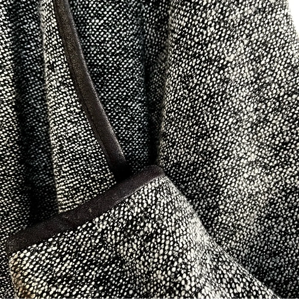 a.n.a. Boucle Tweed Faux Leather Open Front Cropped Jacket Black and Gray - 2X
